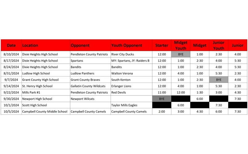 2024 Football Schedule